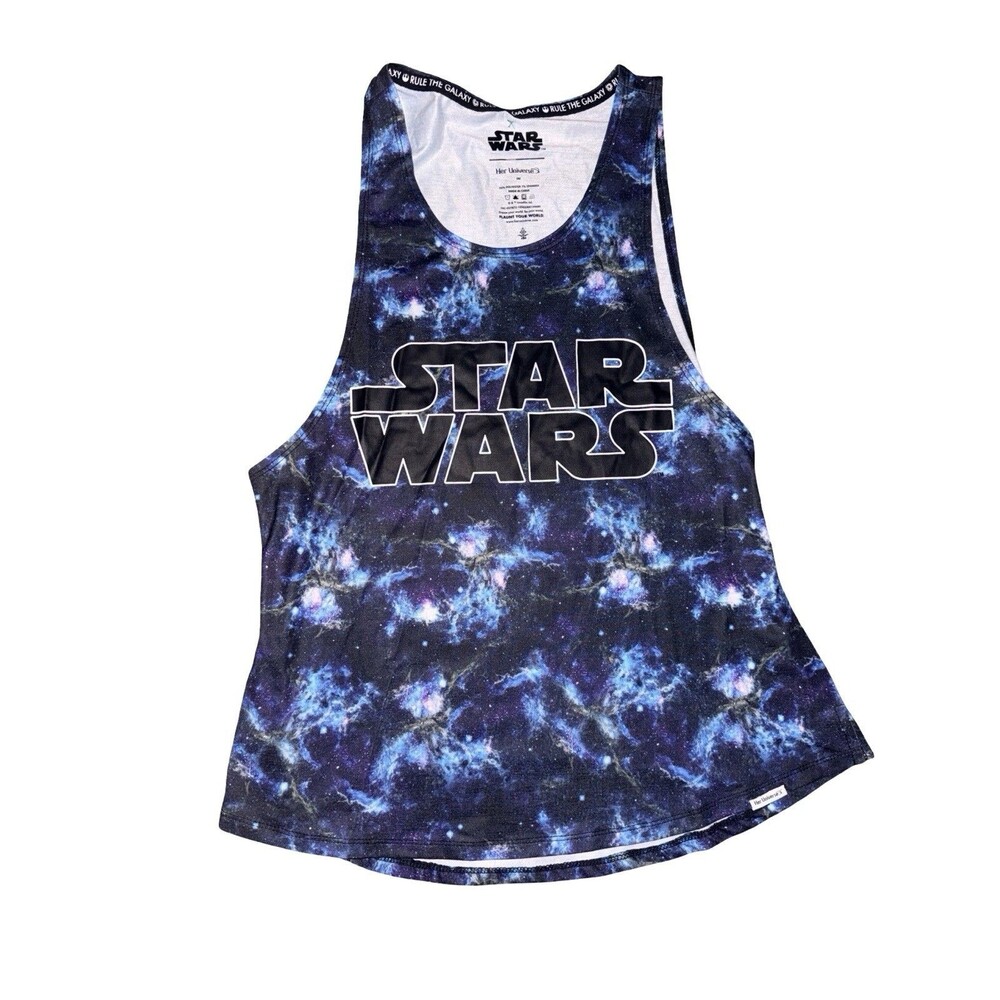 Star Wars Galaxy Print Tank Top Women’s  Racerback Blue Her Universe Disney M